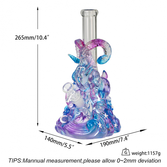 Crystal glass Aries water  pipe