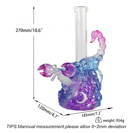 Crystal glass Scorpio water  pipe