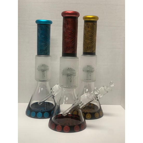 18" One Perc Carved Water pipe ch
